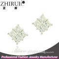 silver jewelry latest model fashion square cubic zirconia earrings